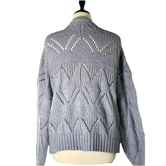 Hippie Rose Slate Blue Open Front Loose Knit Cardigan XXL - Picture 4 of 5